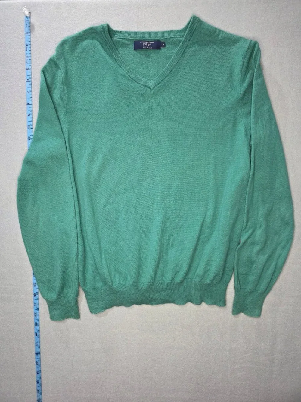 J.Crew Cotton with Cashmere Sage Green V-Neck Pullover Sweater Size M